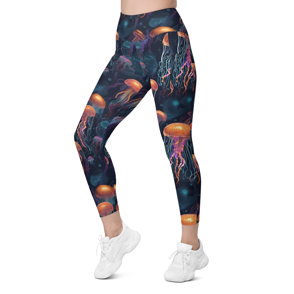 Jellyfish Reverie on Leggings with Pockets — Left Front