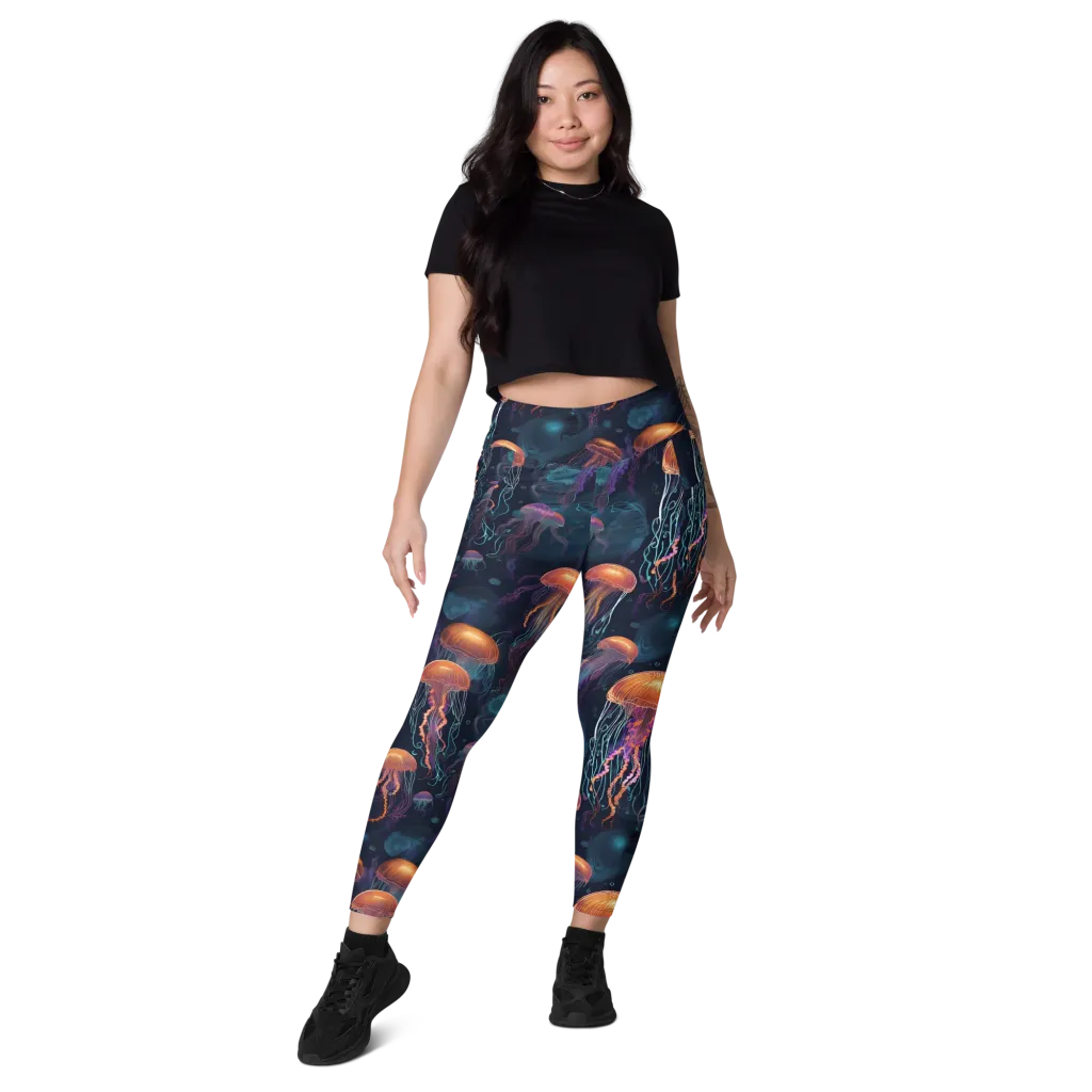 Jellyfish Reverie on Leggings with Pockets — Front
