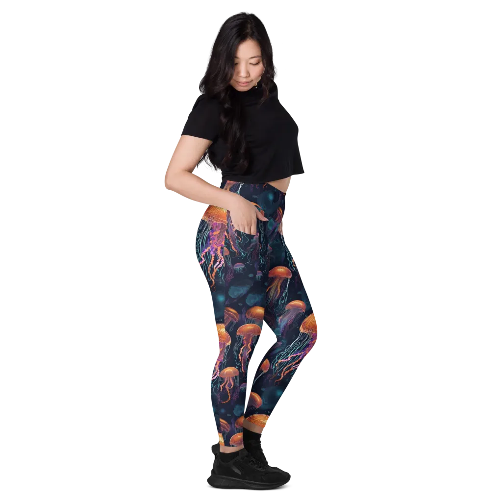 Jellyfish Reverie on Leggings with Pockets — Right