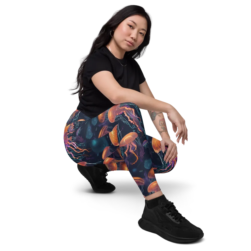 Jellyfish Reverie on Leggings with Pockets — Right Front