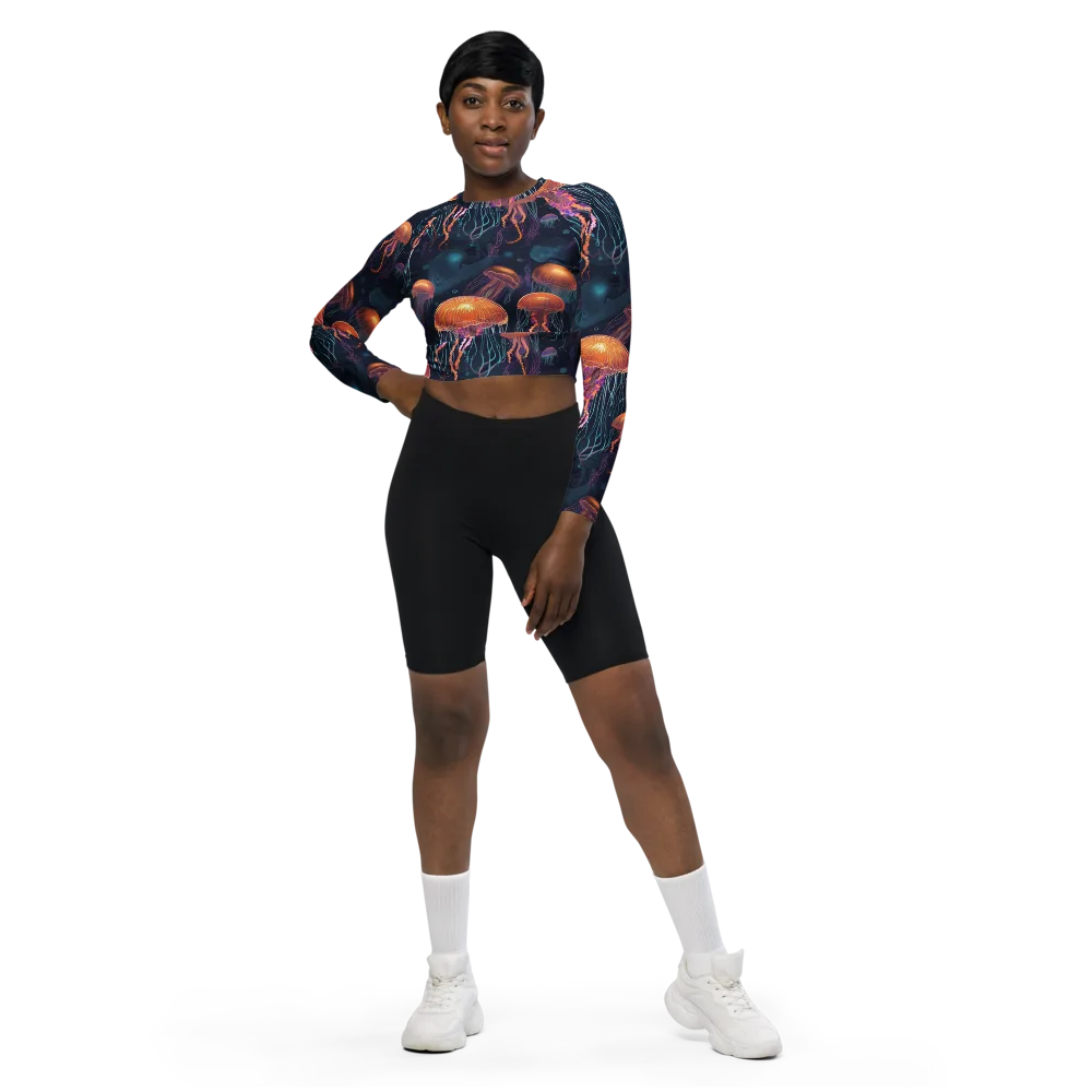Jellyfish Reverie on Long Sleeve Crop Top — Front