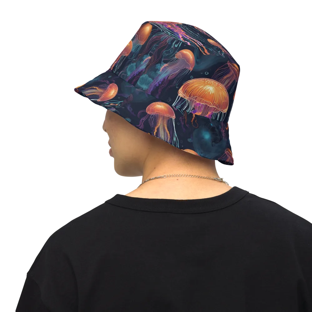 Jellyfish Reverie on Reversible Bucket Hat — Back Inside
