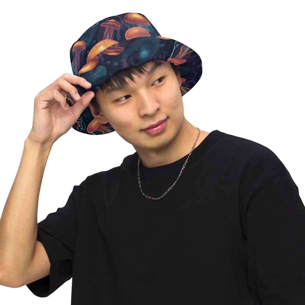 Jellyfish Reverie on Reversible Bucket Hat — Front Inside