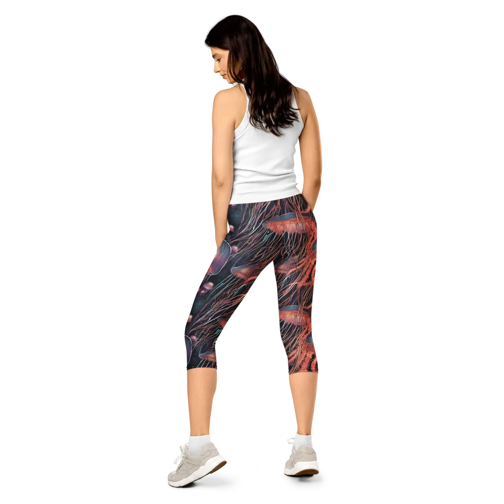 Neon Medusa on Capri Leggings — Back
