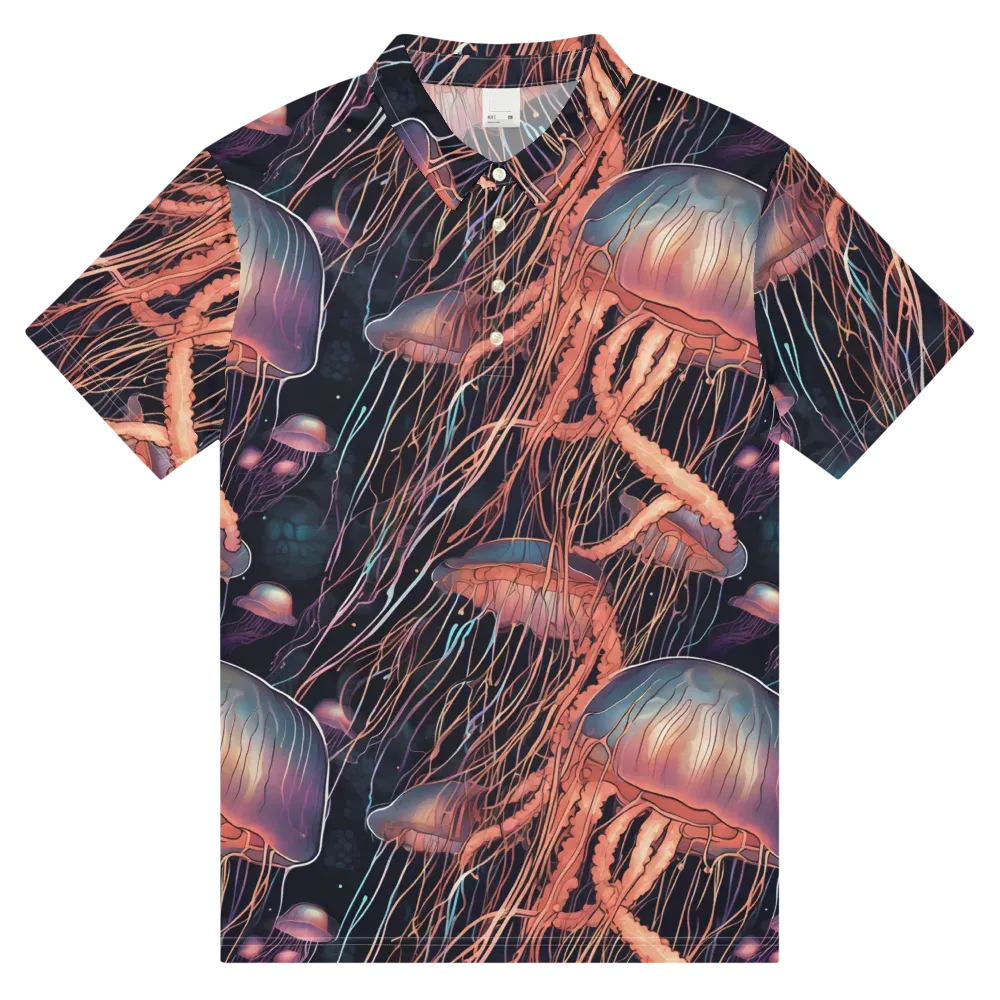 Neon Medusa on Men's Slim Fit Polo Shirt — Front