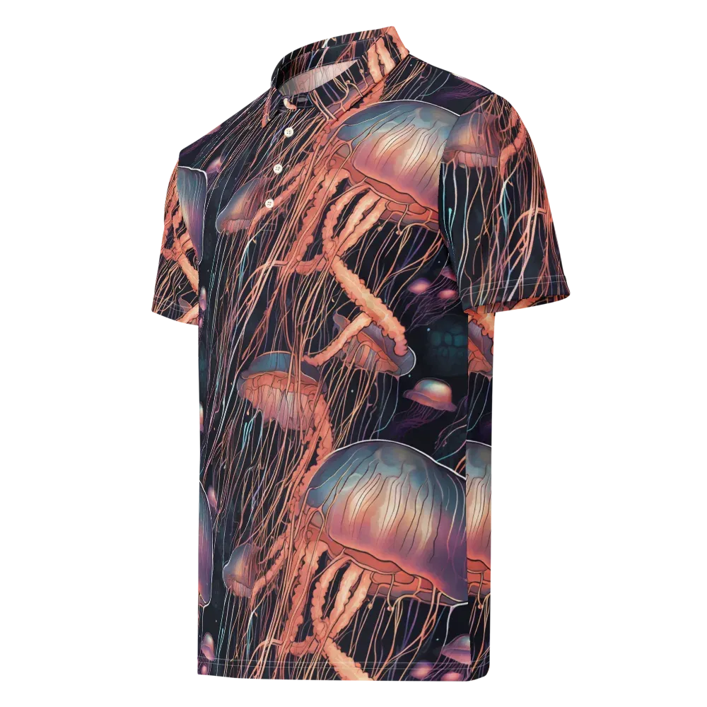 Neon Medusa on Men's Slim Fit Polo Shirt — Left Front