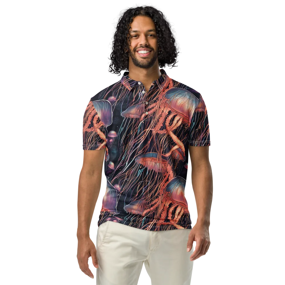 Neon Medusa on Men's Slim Fit Polo Shirt — Front