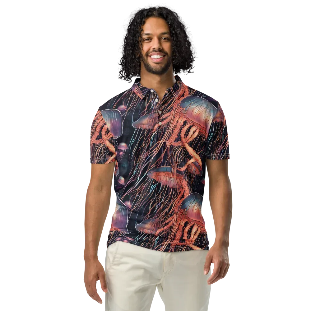 Neon Medusa on Men's Slim Fit Polo Shirt — Front