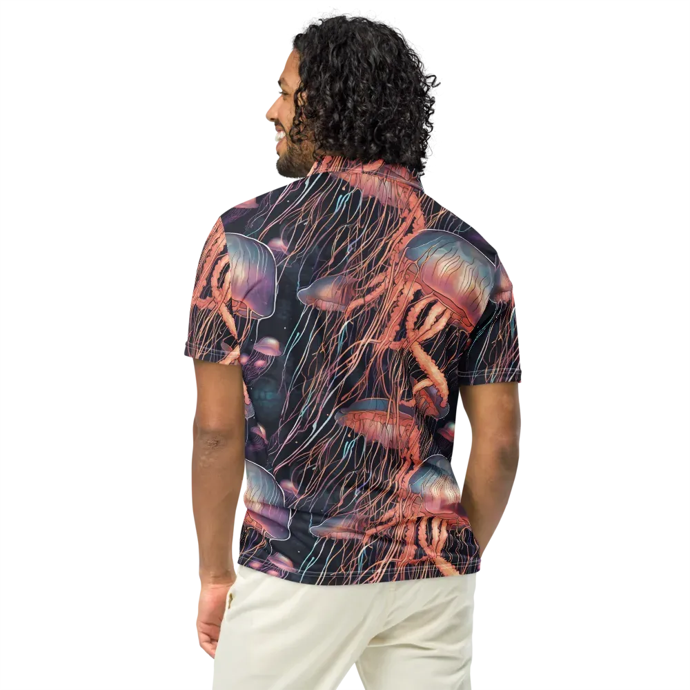 Neon Medusa on Men's Slim Fit Polo Shirt — Back