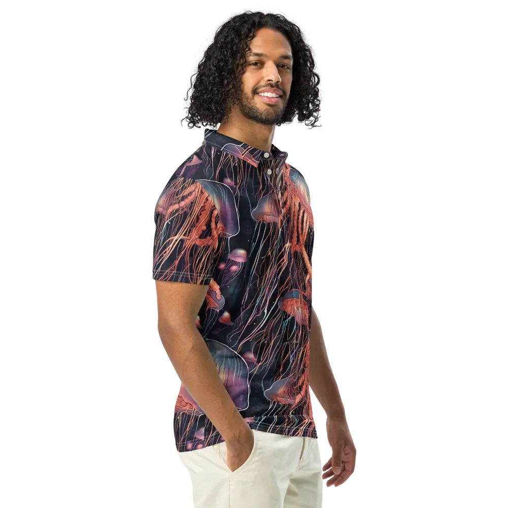 Neon Medusa on Men's Slim Fit Polo Shirt — Right Front