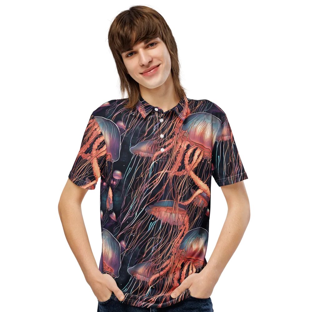 Neon Medusa on Men's Slim Fit Polo Shirt — Front