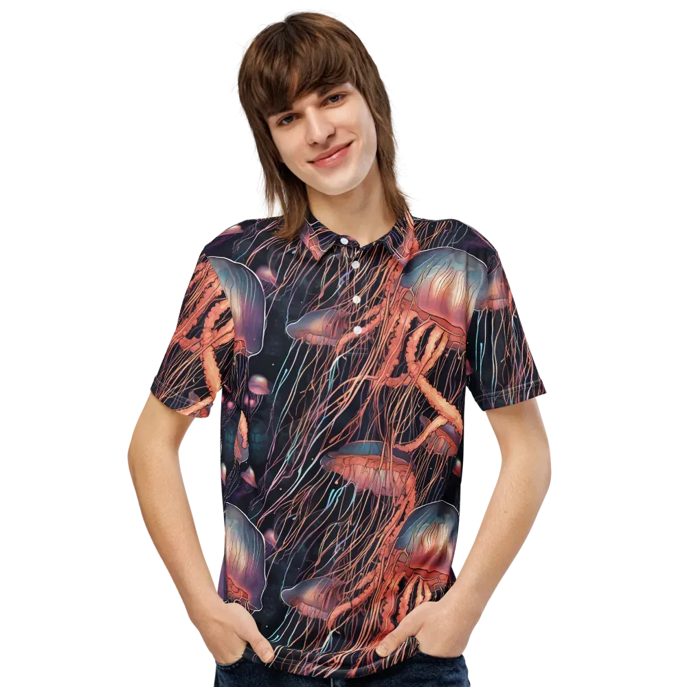 Neon Medusa on Men's Slim Fit Polo Shirt — Front