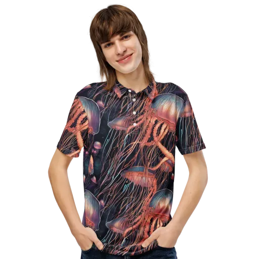Neon Medusa on a Men's Slim Fit Polo Shirt