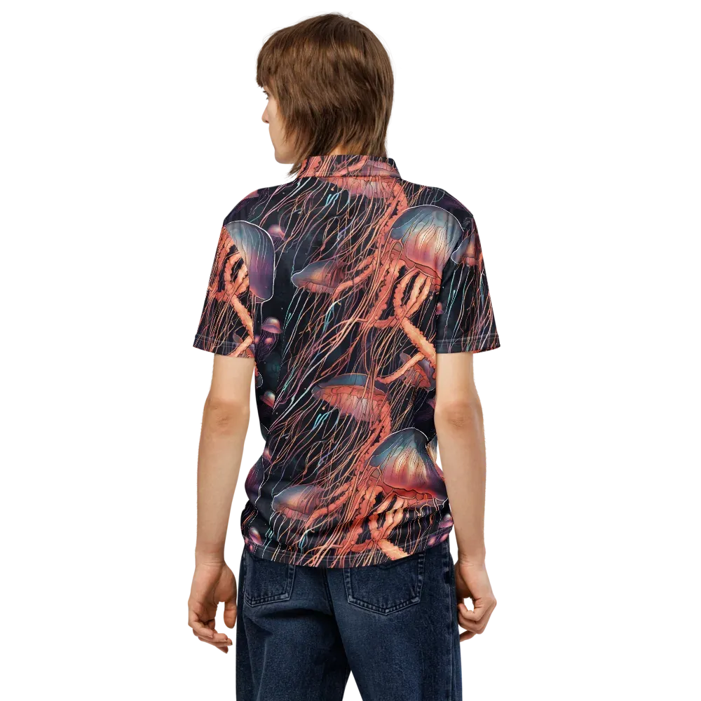 Neon Medusa on Men's Slim Fit Polo Shirt — Back
