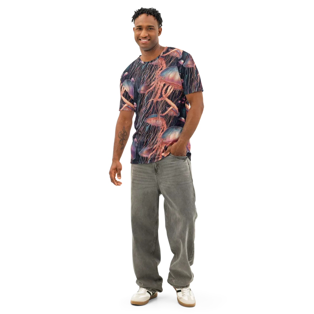 Neon Medusa on Men's Cotton Crew Neck T-Shirt — Front