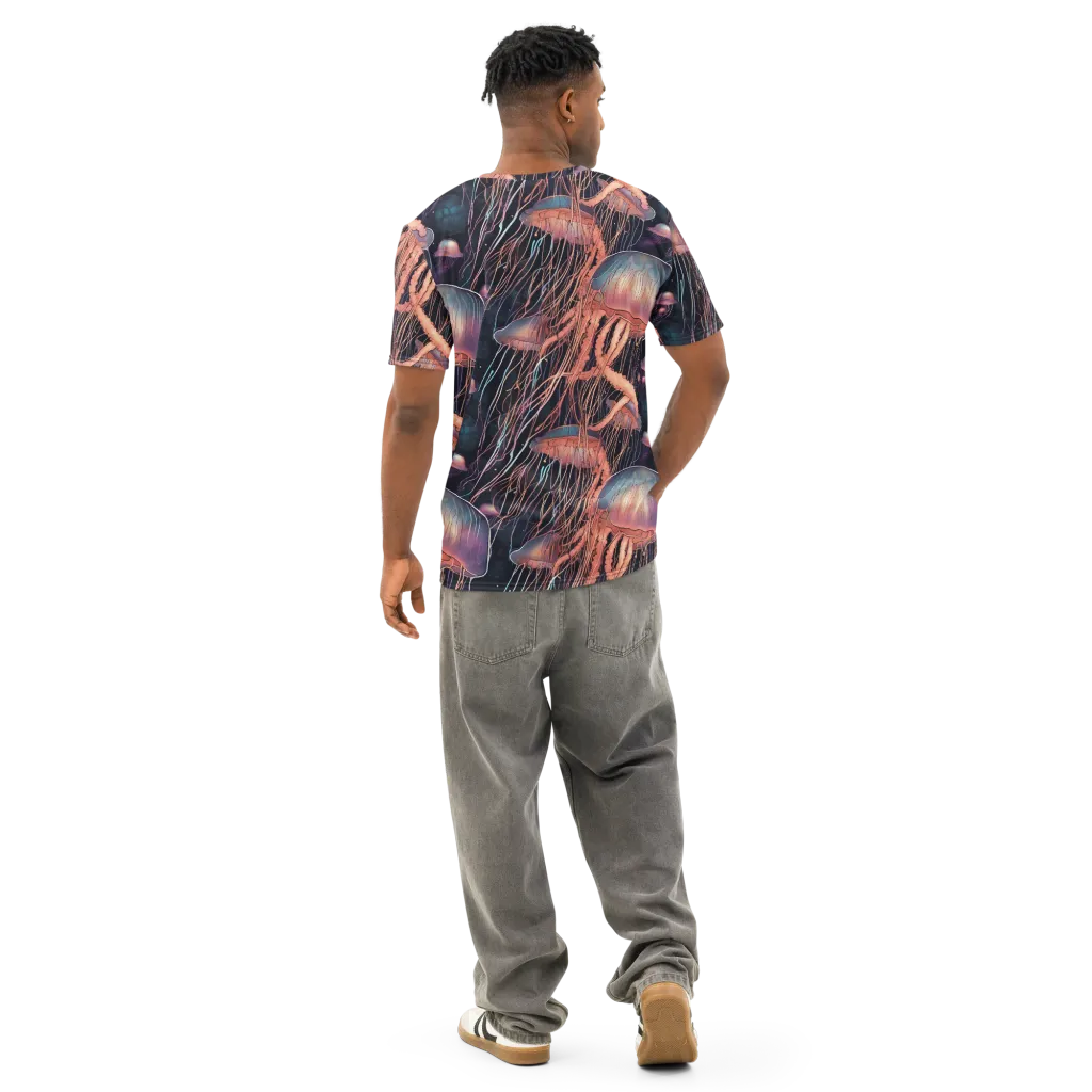Neon Medusa on Men's Cotton Crew Neck T-Shirt — Back