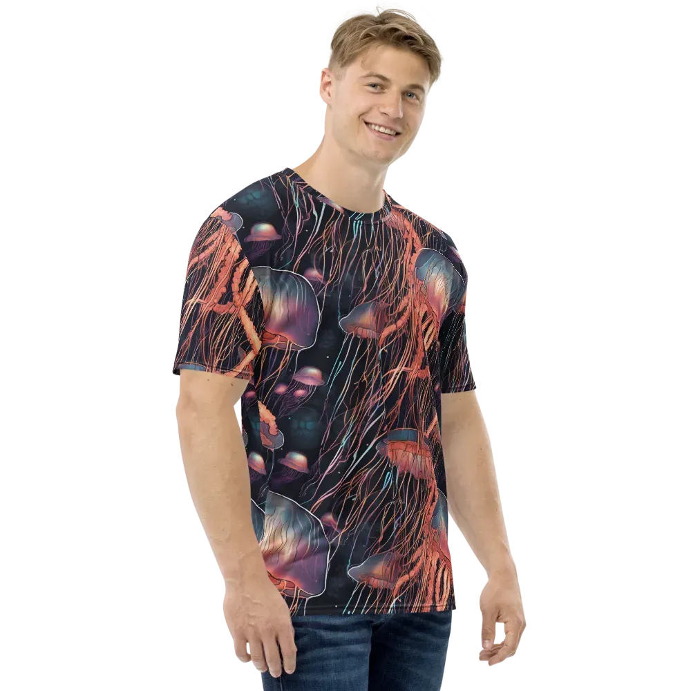 Neon Medusa on Men's Crew Neck T-Shirt — Right