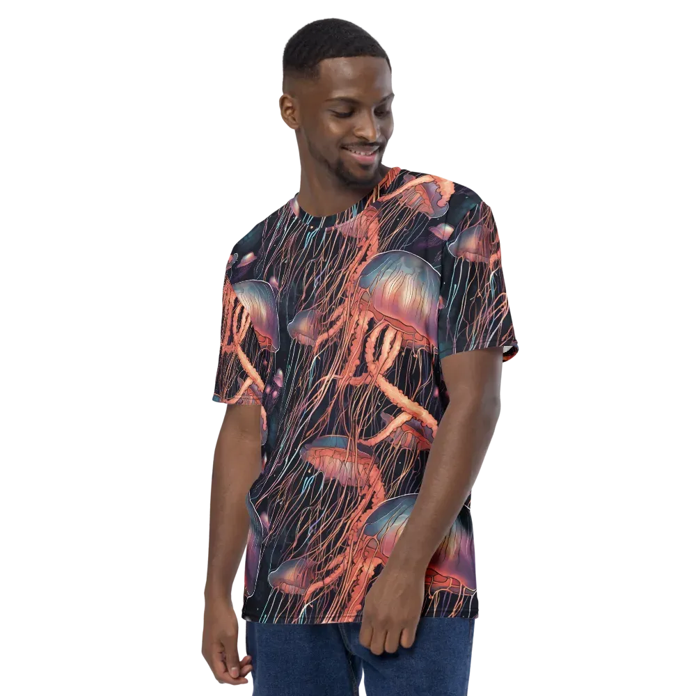 Neon Medusa on Men's Crew Neck T-Shirt — Left