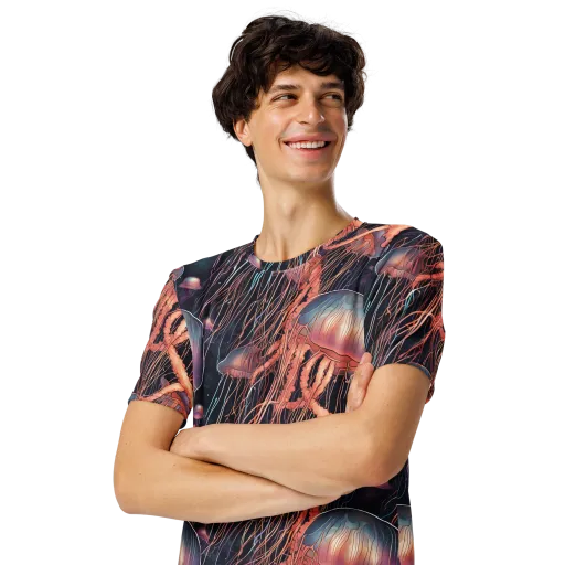 Neon Medusa on a Men's Crew Neck T-Shirt