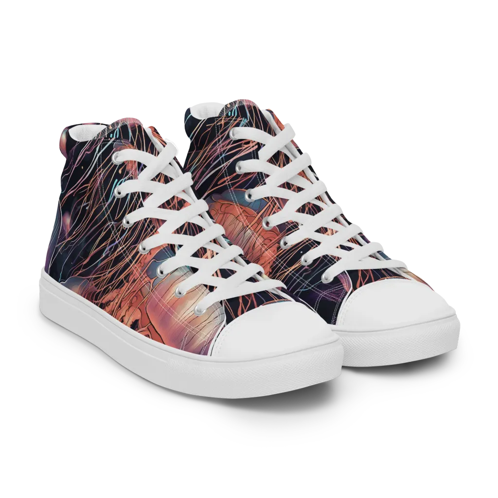 Neon Medusa on Men's High Top Canvas Shoes — Right Front