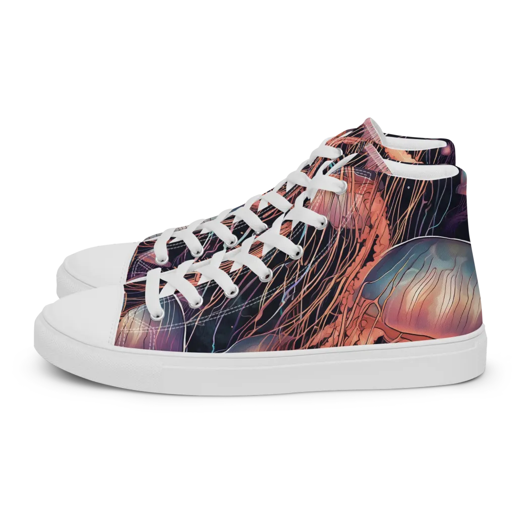 Neon Medusa on Men's High Top Canvas Shoes — Left