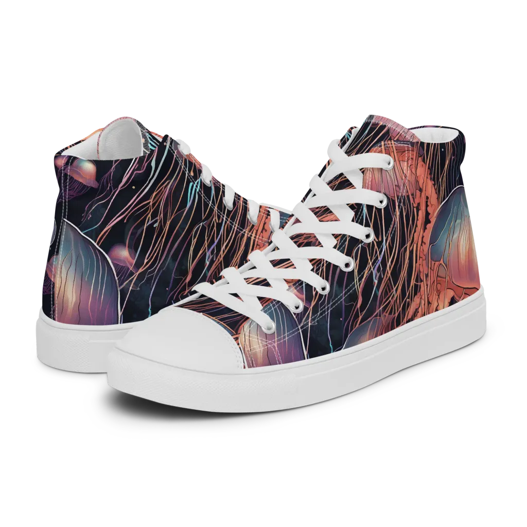 Neon Medusa on Men's High Top Canvas Shoes — Left