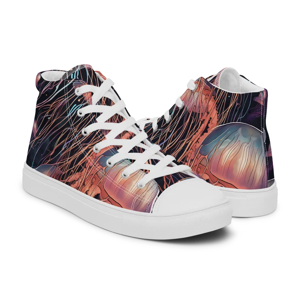 Neon Medusa on Men's High Top Canvas Shoes — Right