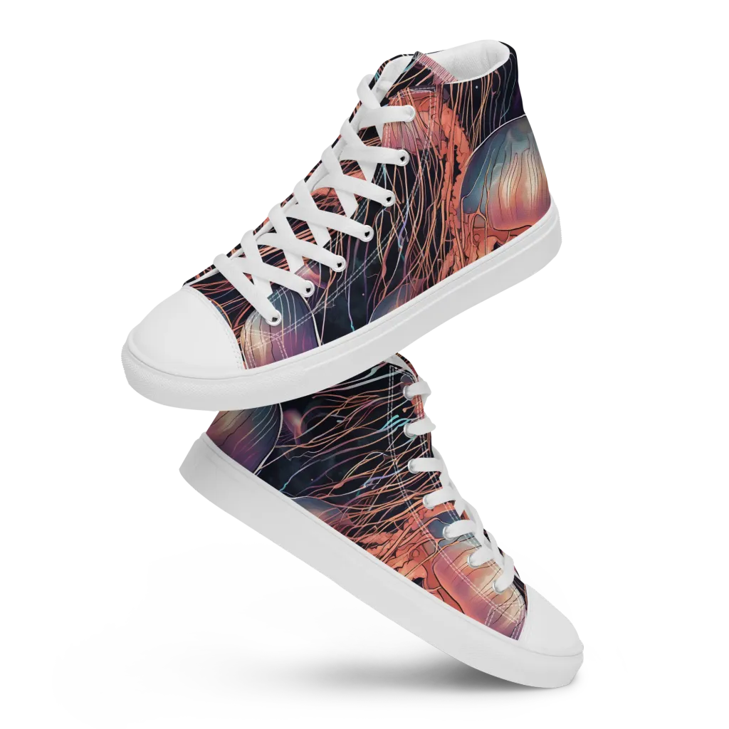 Neon Medusa on Men's High Top Canvas Shoes — Front