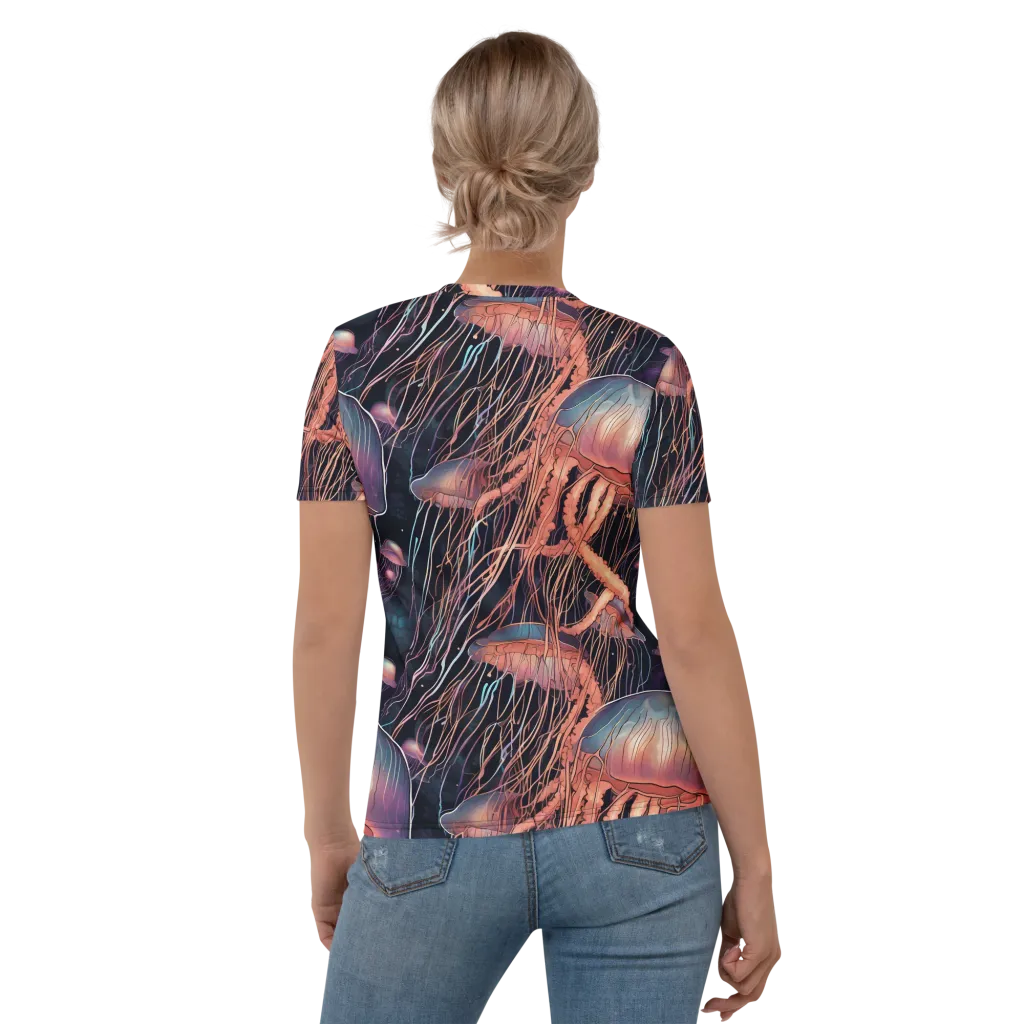 Neon Medusa on Women's Crew Neck T-Shirt — Back