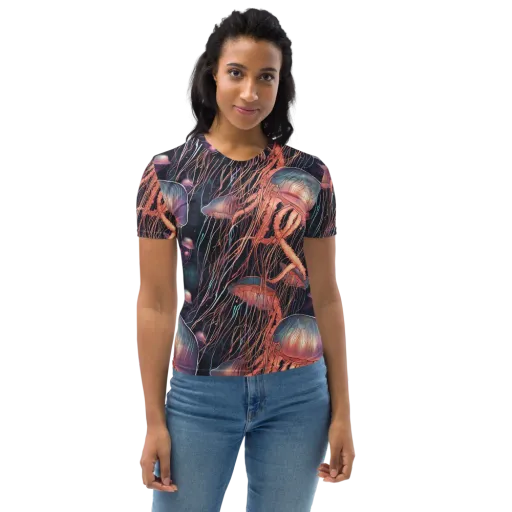 Neon Medusa on a Women's Crew Neck T-Shirt