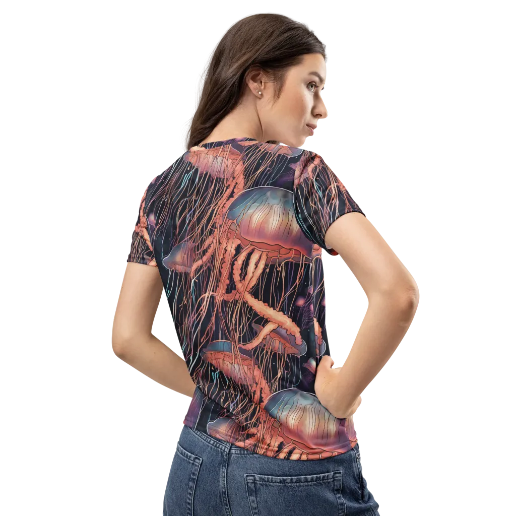 Neon Medusa on Women's Crew Neck T-Shirt — Back