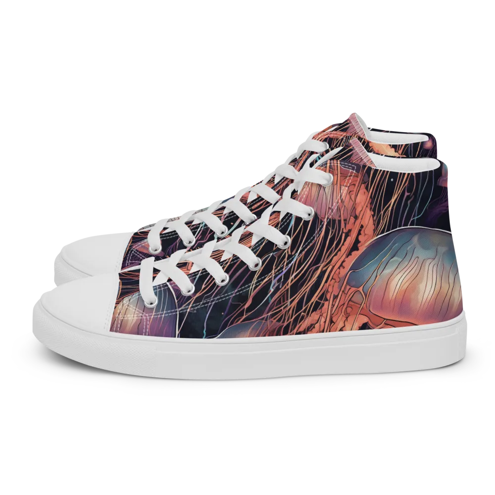 Neon Medusa on Women's High Top Canvas Shoes — Left