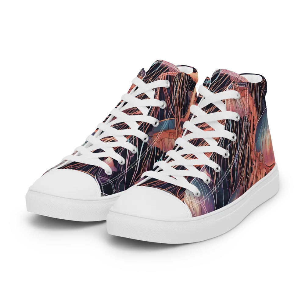 Neon Medusa on Women's High Top Canvas Shoes — Left Front
