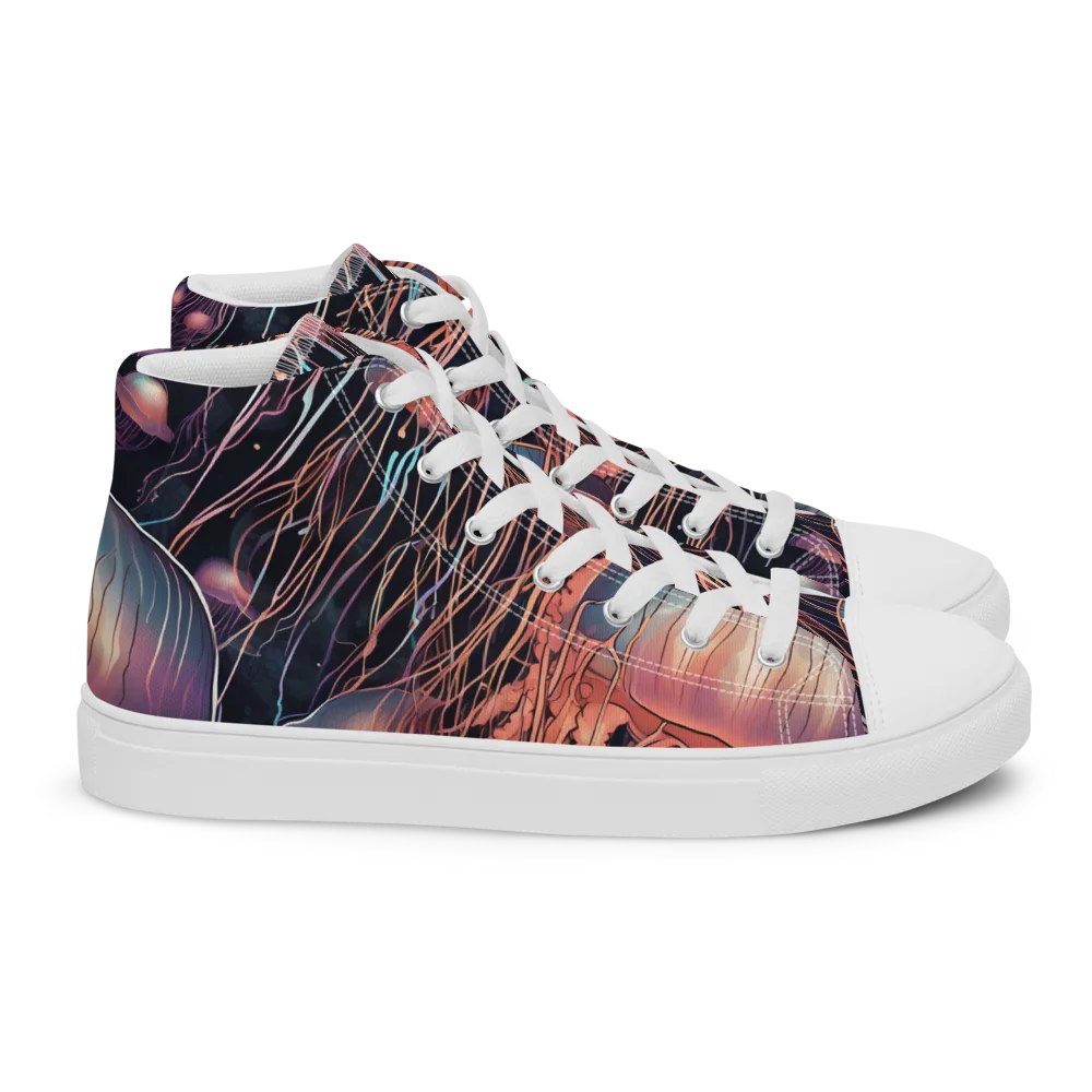 Neon Medusa on Women's High Top Canvas Shoes — Right