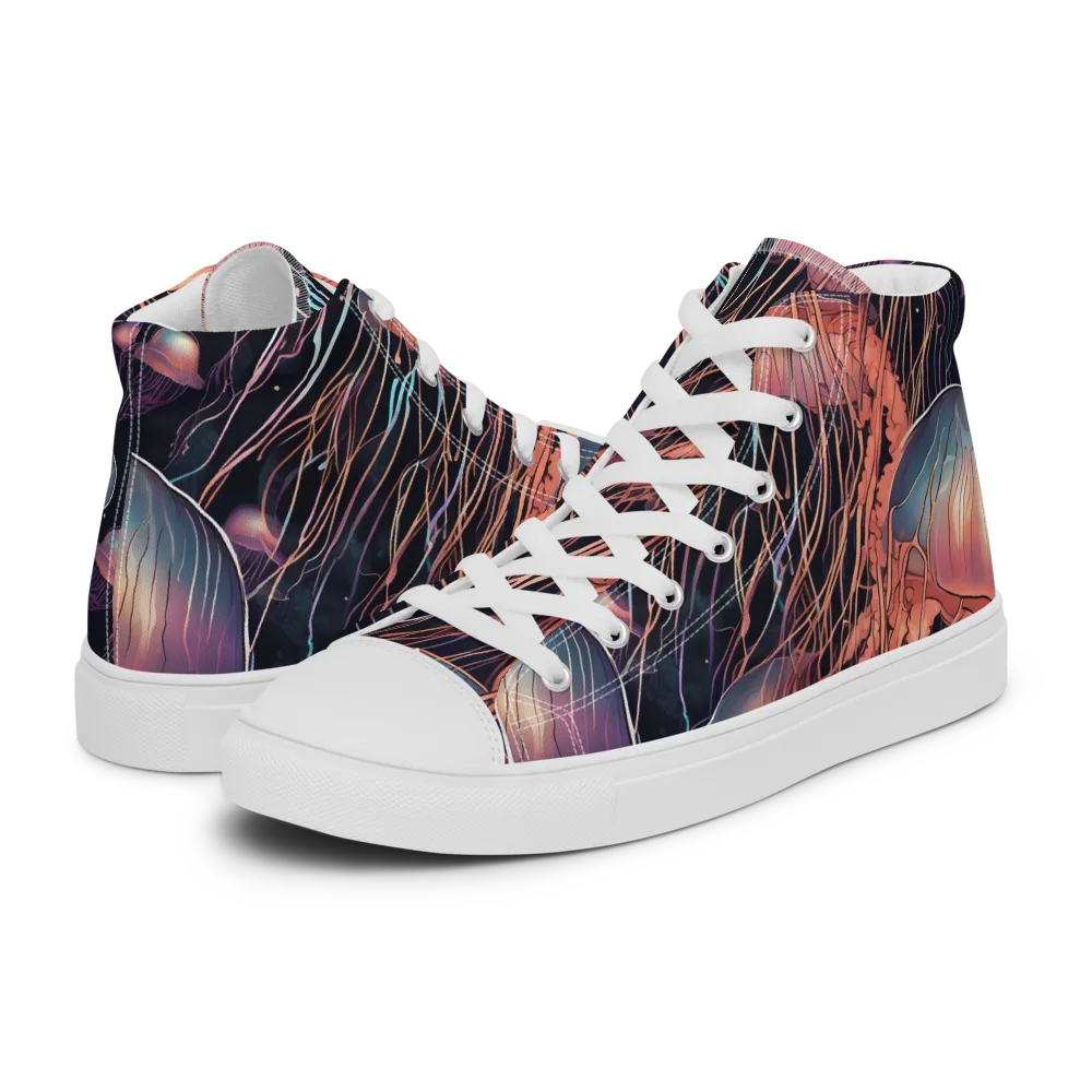 Neon Medusa on Women's High Top Canvas Shoes — Left