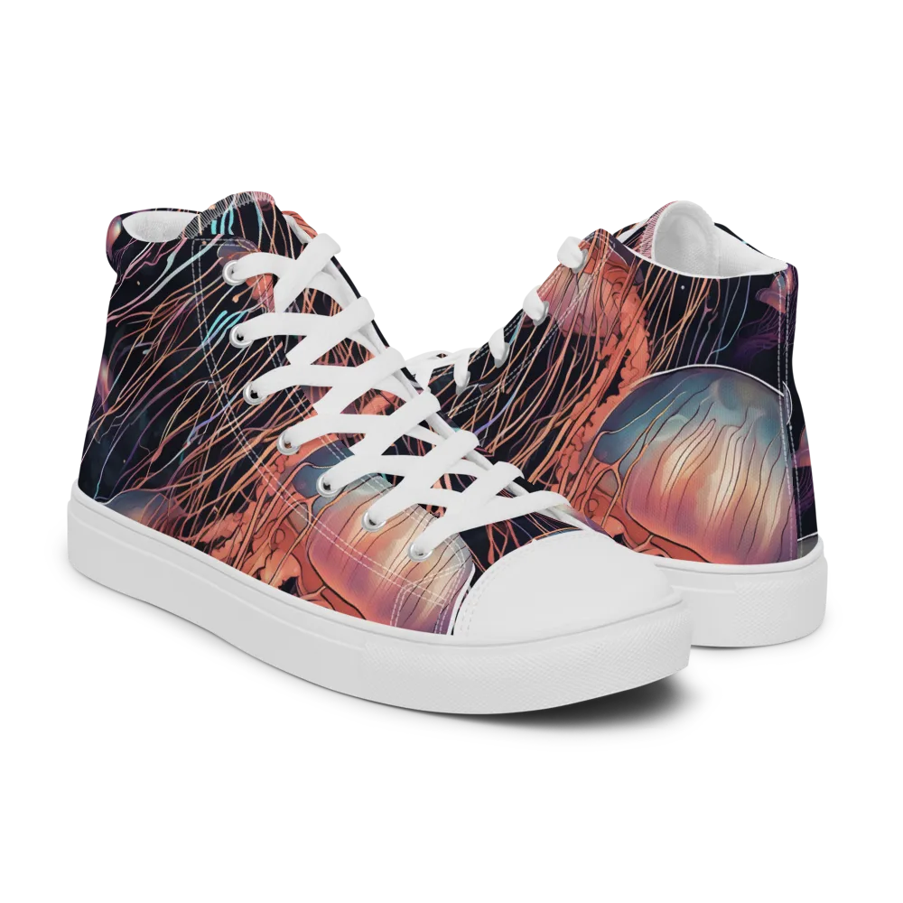 Neon Medusa on Women's High Top Canvas Shoes — Right