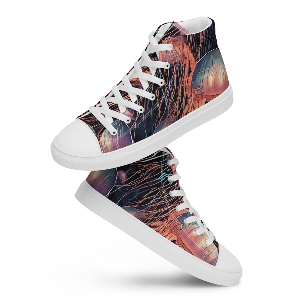 Neon Medusa on Women's High Top Canvas Shoes — Front