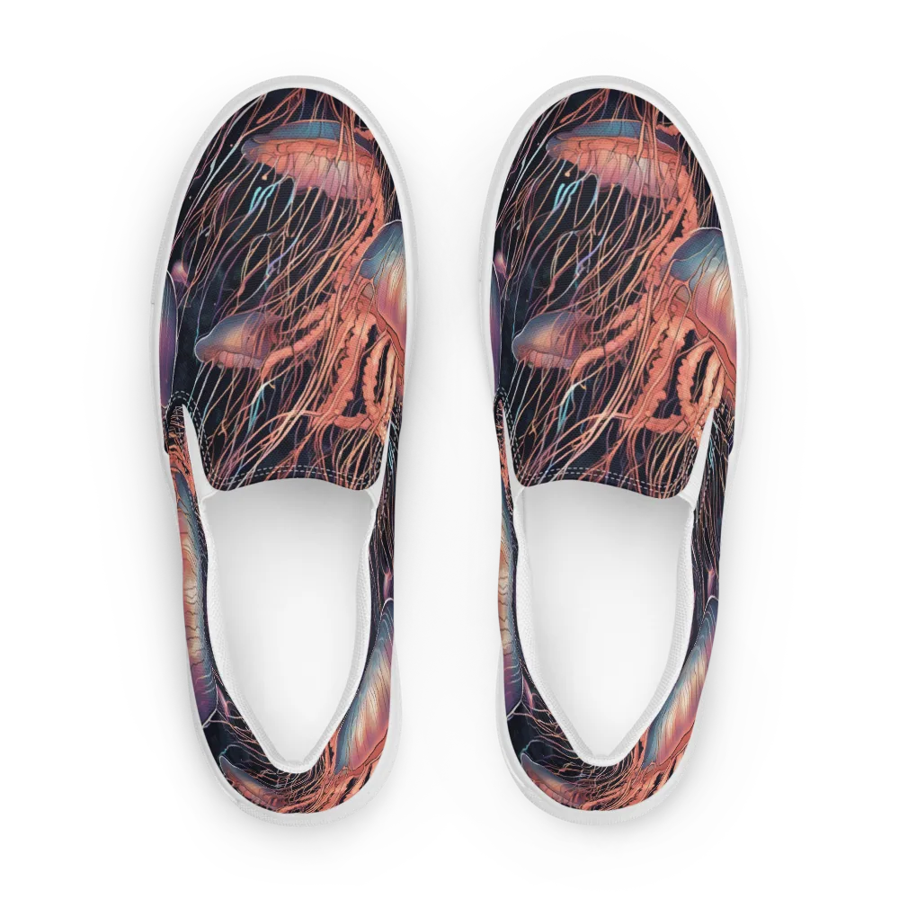 Neon Medusa on Men's Slip-On Canvas Shoes — Front