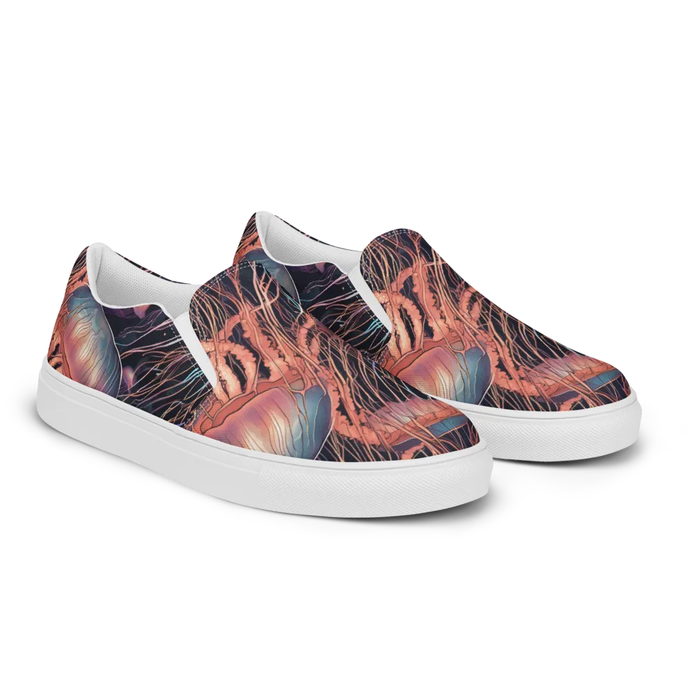 Neon Medusa on Men's Slip-On Canvas Shoes — Right Front