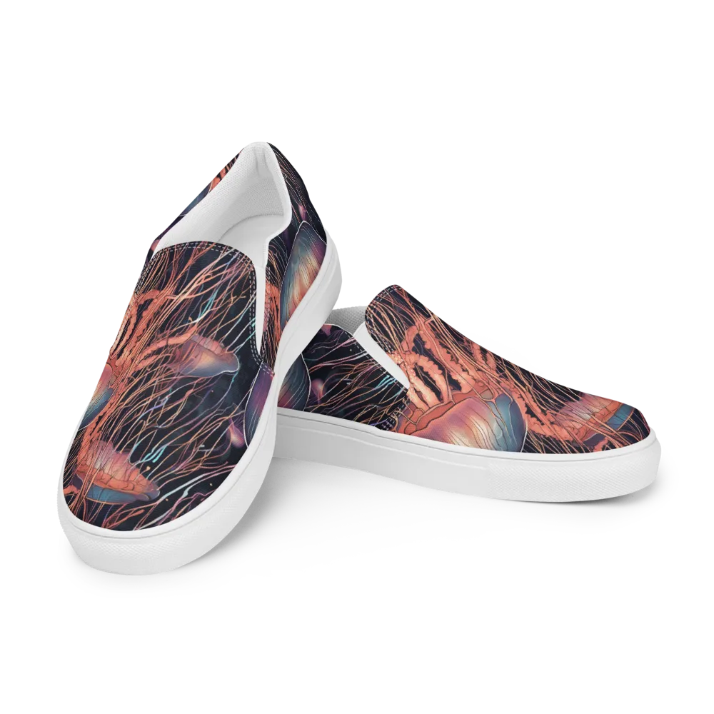 Neon Medusa on Men's Slip-On Canvas Shoes — Left Front