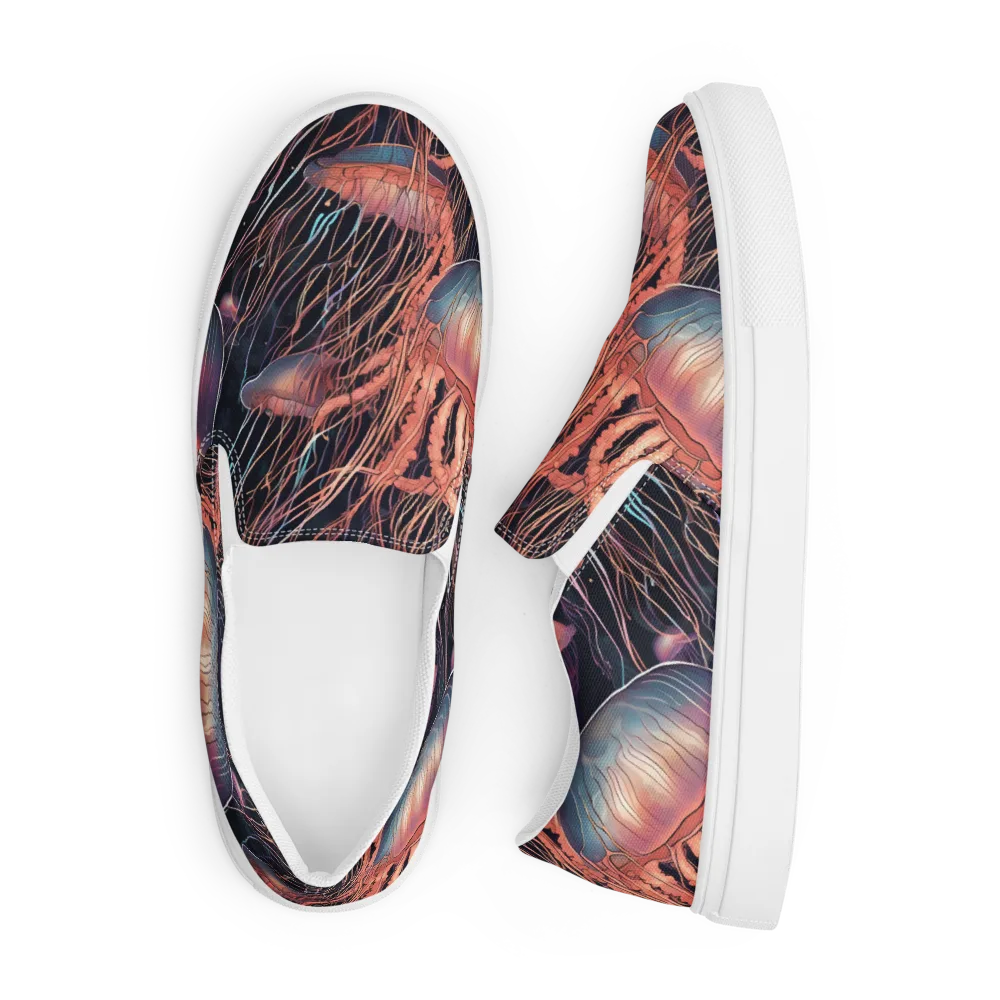 Neon Medusa on Men's Slip-On Canvas Shoes — Front