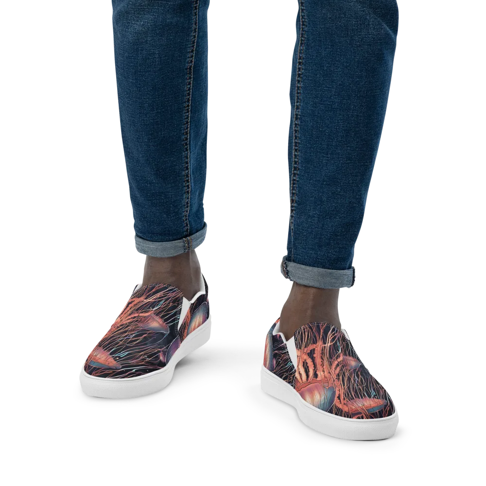 Neon Medusa on Men's Slip-On Canvas Shoes — Front