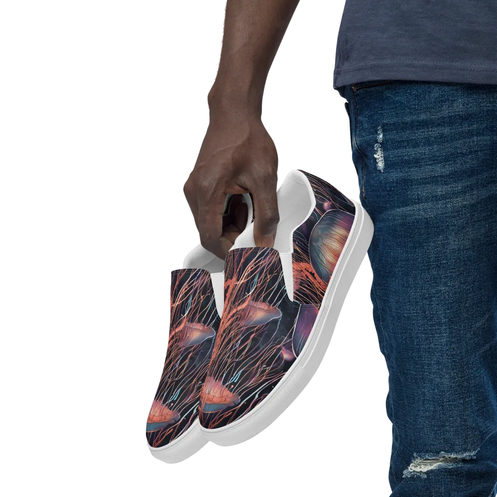 Neon Medusa on Men's Slip-On Canvas Shoes — Left Front