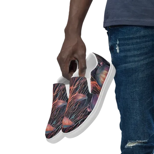 Neon Medusa on a Men's Slip-On Canvas Shoes