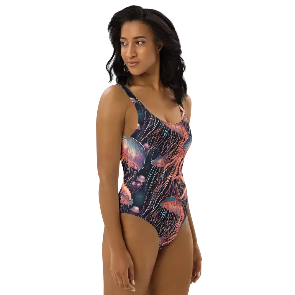Neon Medusa on One-Piece Swimsuit — Right