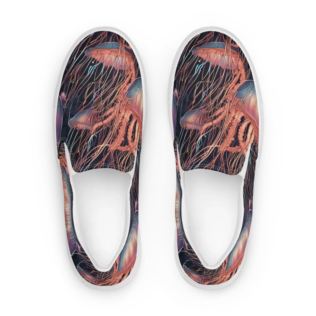Neon Medusa on Women's Slip-On Canvas Shoes — Front