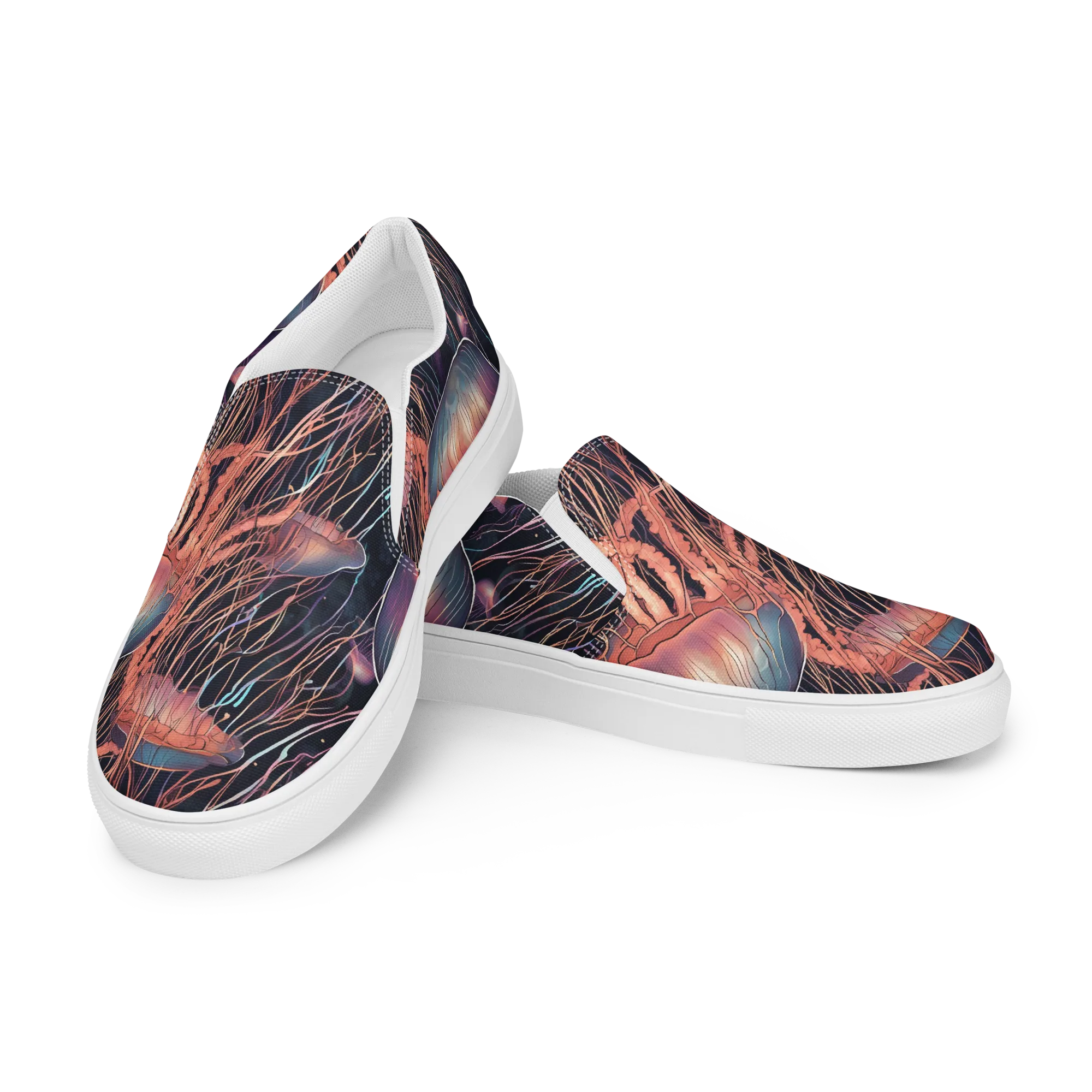 Neon Medusa on Women's Slip-On Canvas Shoes — Left Front