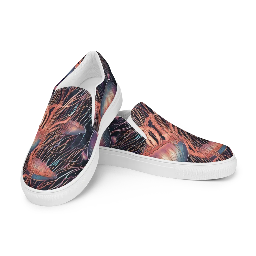 Neon Medusa on Women's Slip-On Canvas Shoes — Left Front