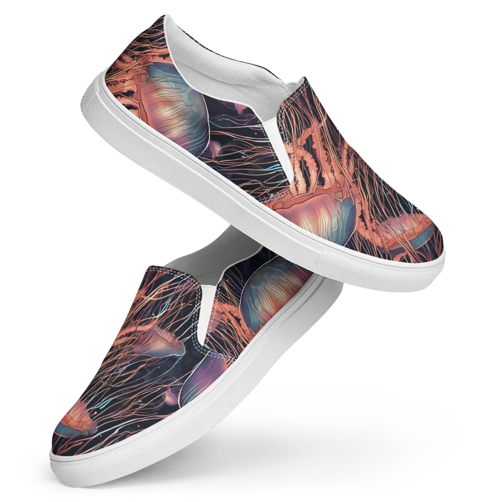Neon Medusa on Women's Slip-On Canvas Shoes — Front