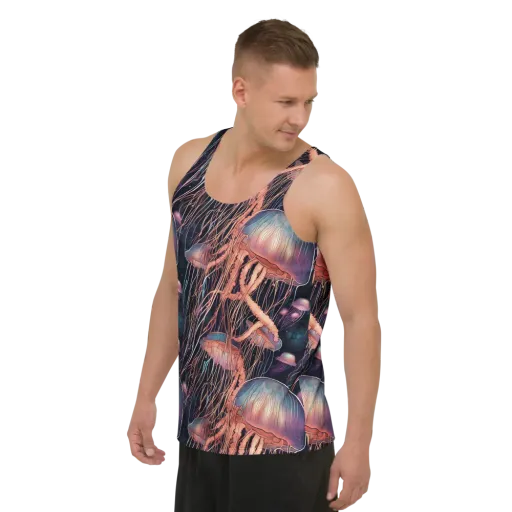 Neon Medusa on a Men's Tank Top
